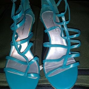 Christian Siriano turquoise heeled sandals